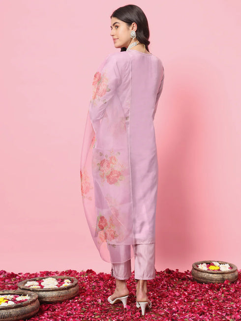 Lavender Silk Blend Pant Suit Salwar Kameez